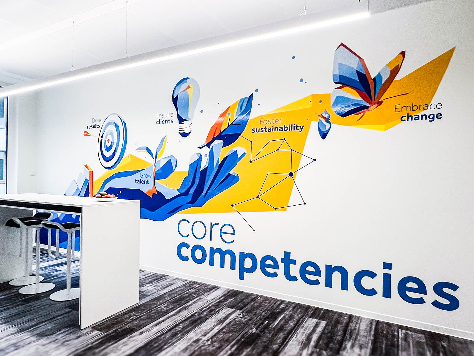 Walls are “Exyting” – Wandgestaltung mit Markenbotschaft